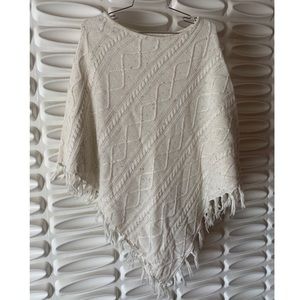 Cream Cable Knit Poncho
